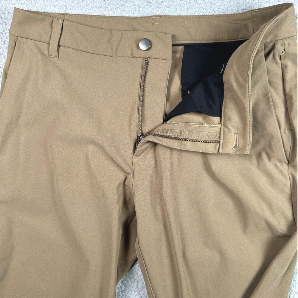 Lululemon Commission Slim Pant Mens 32x33 Brown Warpstreme Chino ABC Golf Travel - Picture 5 of 16